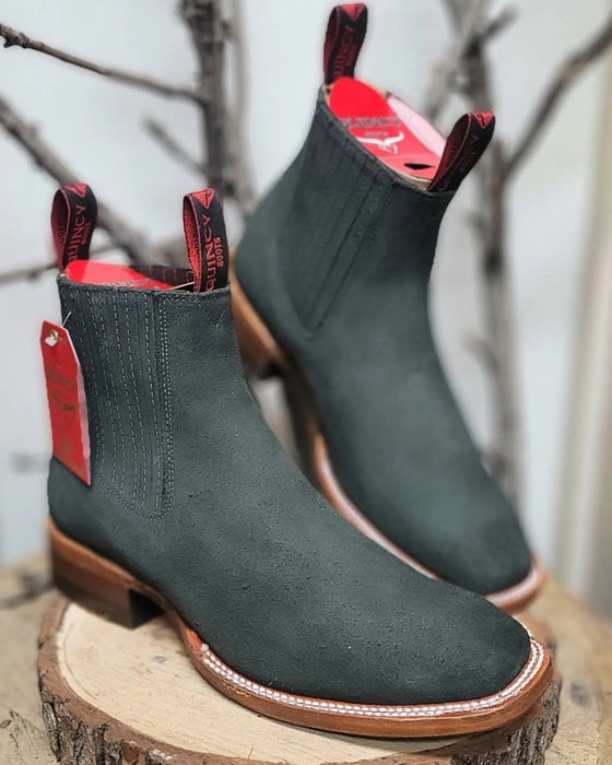 Botines Charros Quincy de Gamuza con Punta Cuadrada Gris 2   - from alligatorwarehouse.com