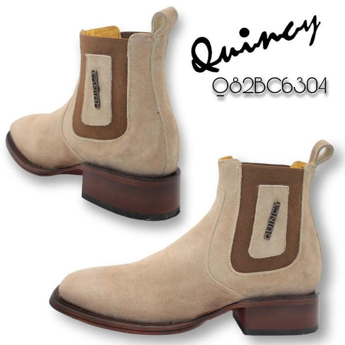 Botines de Gamuza Quincy con Punta Cuadrada Color Hueso 1   - from alligatorwarehouse.com