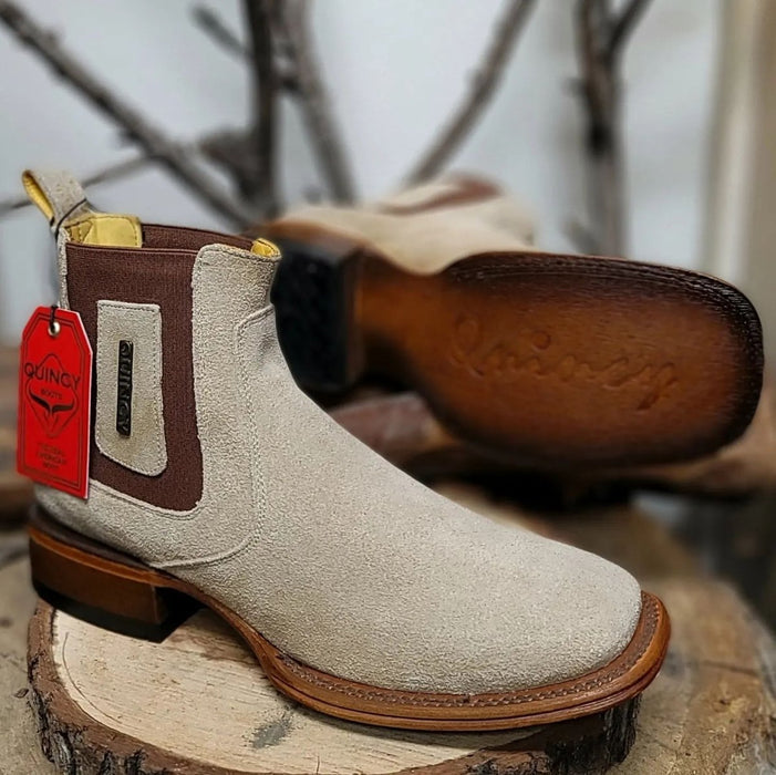 Botines de Gamuza Quincy con Punta Cuadrada Color Hueso 3   - from alligatorwarehouse.com