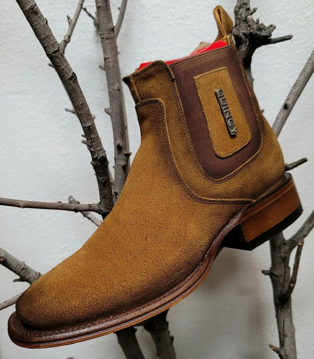 Botin Charro Quincy de Gamuza con Punta Cuadrada