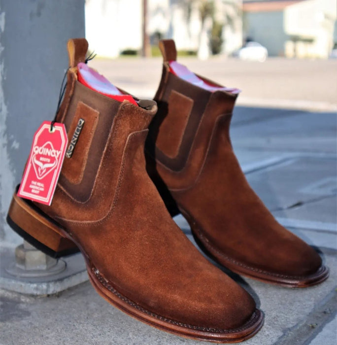 Botines Charros Quincy de Gamuza (Nobuck) Punta Cuadrada 1   - from alligatorwarehouse.com