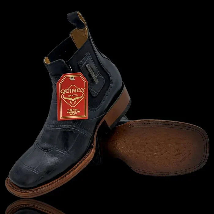 Botin de Cocodrilo Grabado con Punta Cuadrada