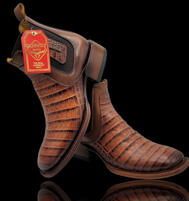 Botin de Cocodrilo Grabado Nuca con Punta Cuadrada Color Cognac 5   - from alligatorwarehouse.com