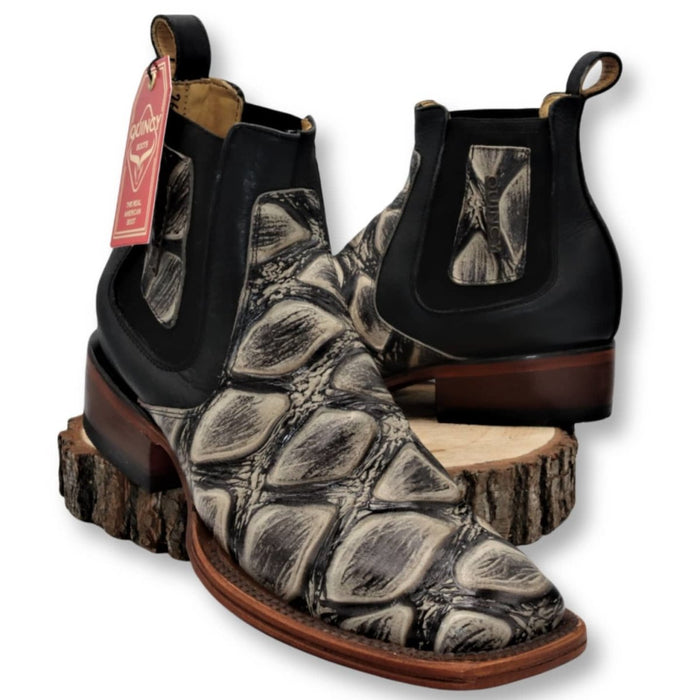 Botines de Pescado Grabado con Punta Cuadrada 3   - from alligatorwarehouse.com