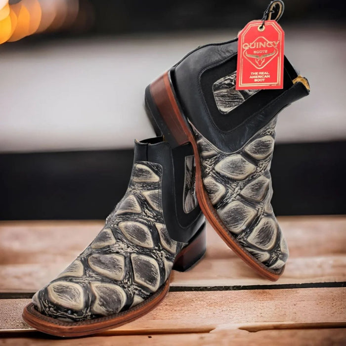 Botines de Pescado Grabado con Punta Cuadrada 5   - from alligatorwarehouse.com