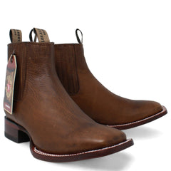 Botines Charros de Cuero Rage Punta Cuadrada Color Nuez LAB-82B9940