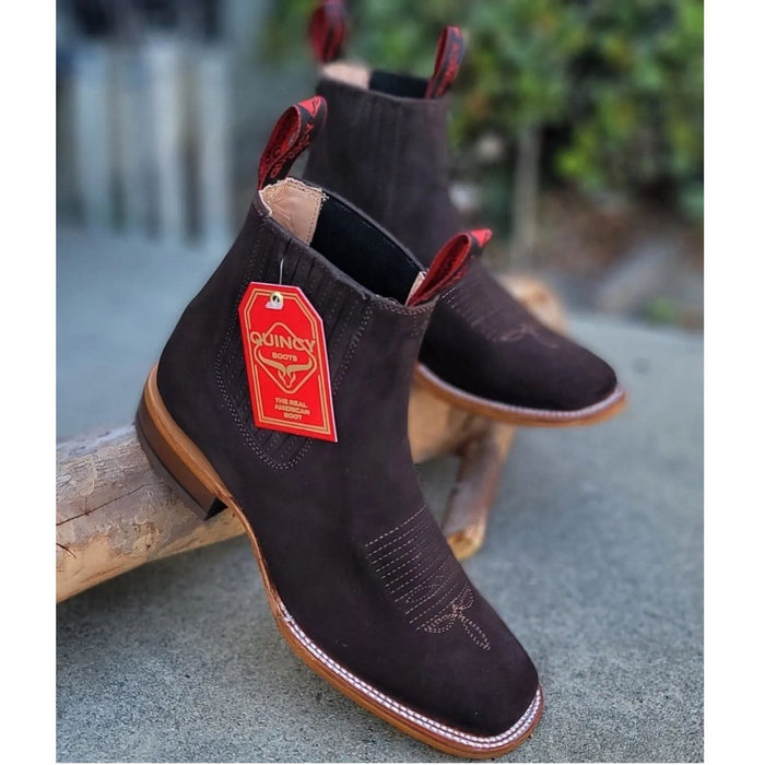 Botines Charros de Gamuza Original Punta Cuadrada Color Chocolate 2   - from alligatorwarehouse.com