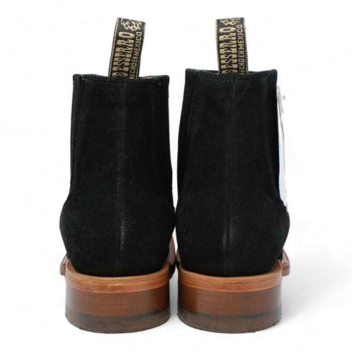 Botines Charros de Gamuza Original Punta Cuadrada Color Negro 5   - from alligatorwarehouse.com