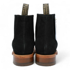 Botines Charros de Gamuza Original Punta Cuadrada Color Negro