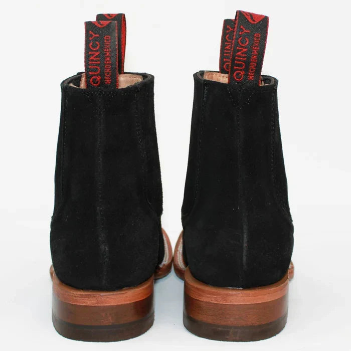 Botines Charros de Gamuza Punta Cuadrada para Joven Color Negro 3   - from alligatorwarehouse.com