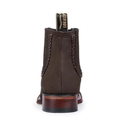 Botines Charros de Gamuza Punta Cuadrada para Mujer Color Chocolate LAB-32B6359