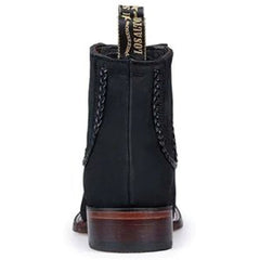 Botines Charros de Gamuza Punta Cuadrada para Mujer Color Negro LAB-32B6305