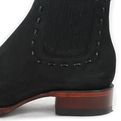 Botines Charros de Gamuza Punta Cuadrada para Mujer Color Negro LAB-32B6305