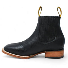 Botines Charros Quincy con Punta Cuadrada Color Negro DIE