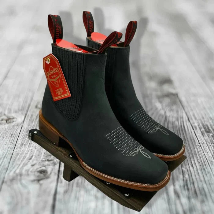 Botines Charros Quincy con Punta Cuadrada Color Negro 2   - from alligatorwarehouse.com