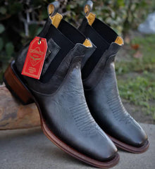Botines Charros Quincy Cuero Volcano con Punta Cuadrada