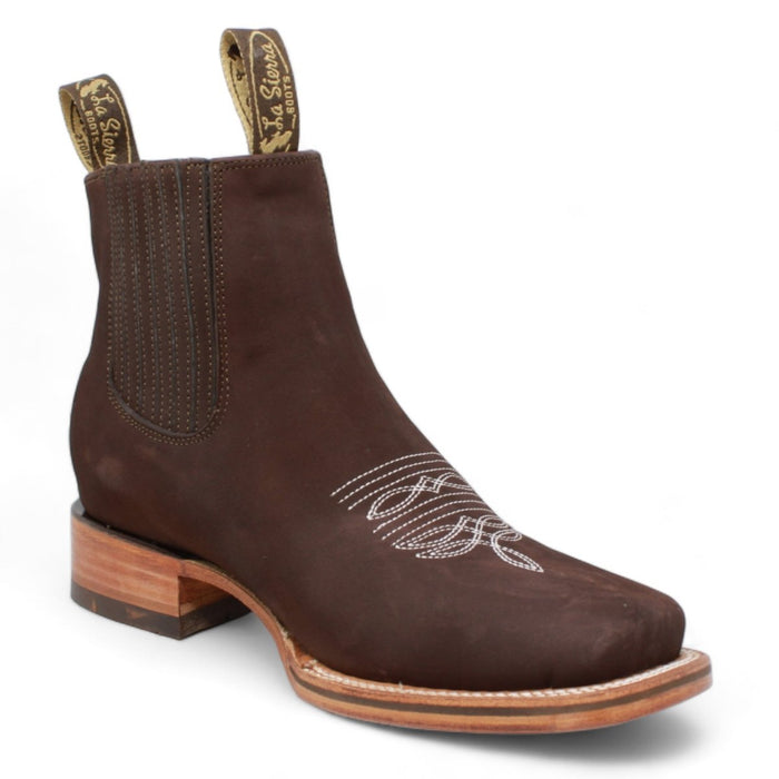 Botines Charros Quincy de Gamuza con Punta Cuadrada Color Cafe 1   - from alligatorwarehouse.com