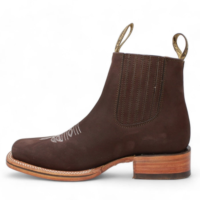 Botines Charros Quincy de Gamuza con Punta Cuadrada Color Cafe 2   - from alligatorwarehouse.com