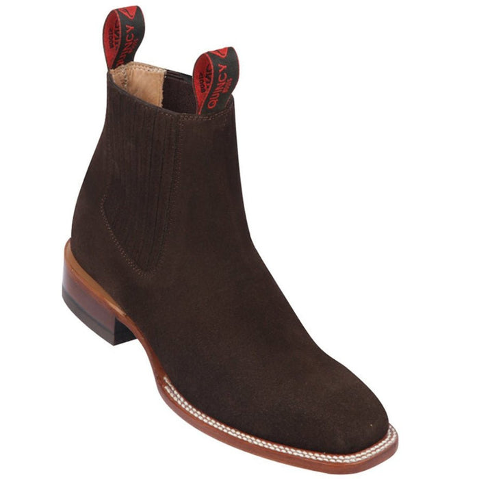 Botines Charros Quincy de Gamuza con Punta Cuadrada Color Chocolate 4   - from alligatorwarehouse.com