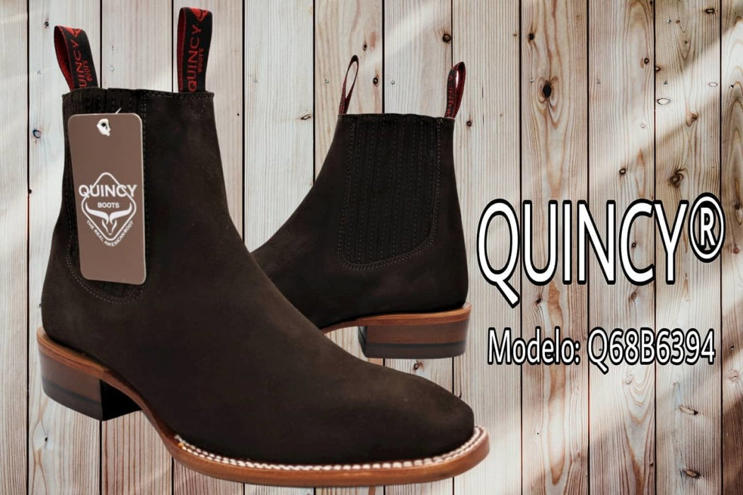 Botines Charros Quincy de Gamuza con Punta Cuadrada Color Chocolate 8   - from alligatorwarehouse.com
