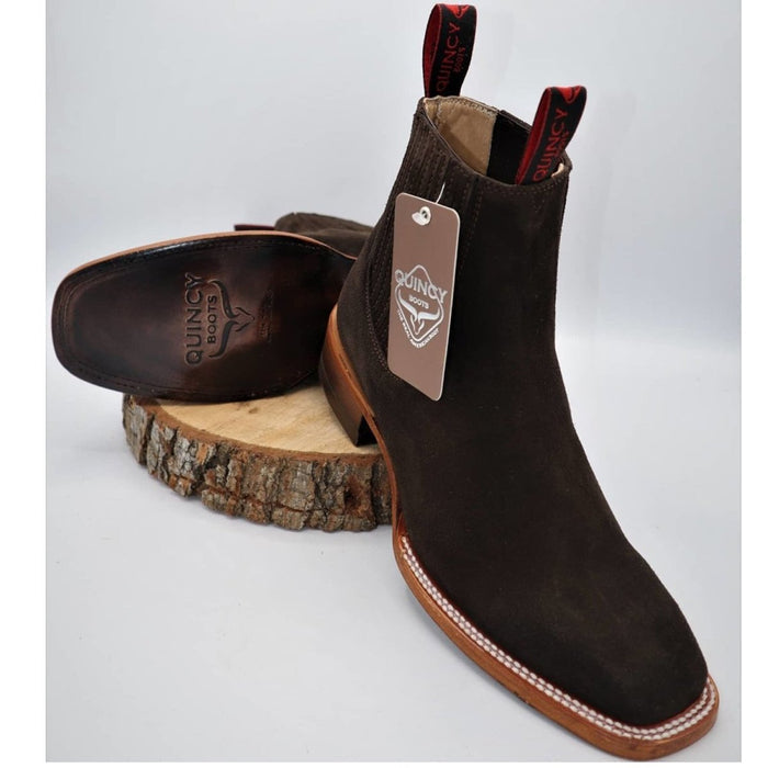 Botines Charros Quincy de Gamuza con Punta Cuadrada Color Chocolate 2   - from alligatorwarehouse.com