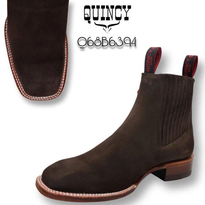 Botines Charros Quincy de Gamuza con Punta Cuadrada Color Chocolate 2   - from alligatorwarehouse.com