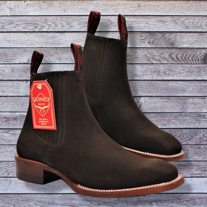 Botines Charros Quincy de Gamuza con Punta Cuadrada Color Chocolate 7   - from alligatorwarehouse.com