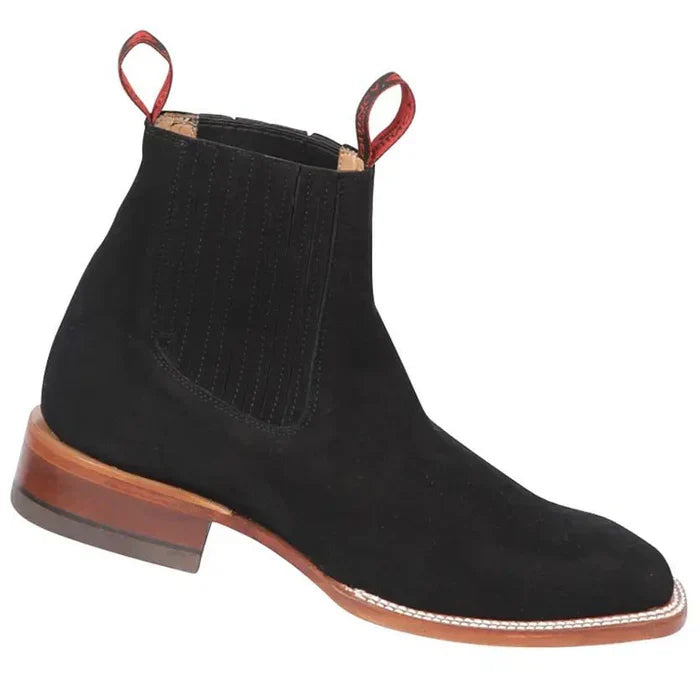 Botines Charros Quincy de Gamuza con Punta Cuadrada Negro 7   - from alligatorwarehouse.com