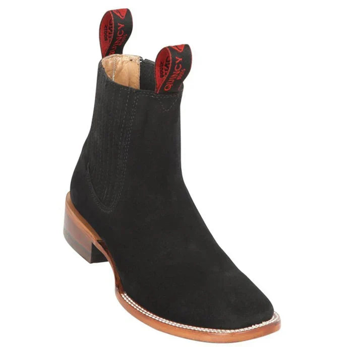 Botines Charros Quincy de Gamuza con Punta Cuadrada Negro 11   - from alligatorwarehouse.com