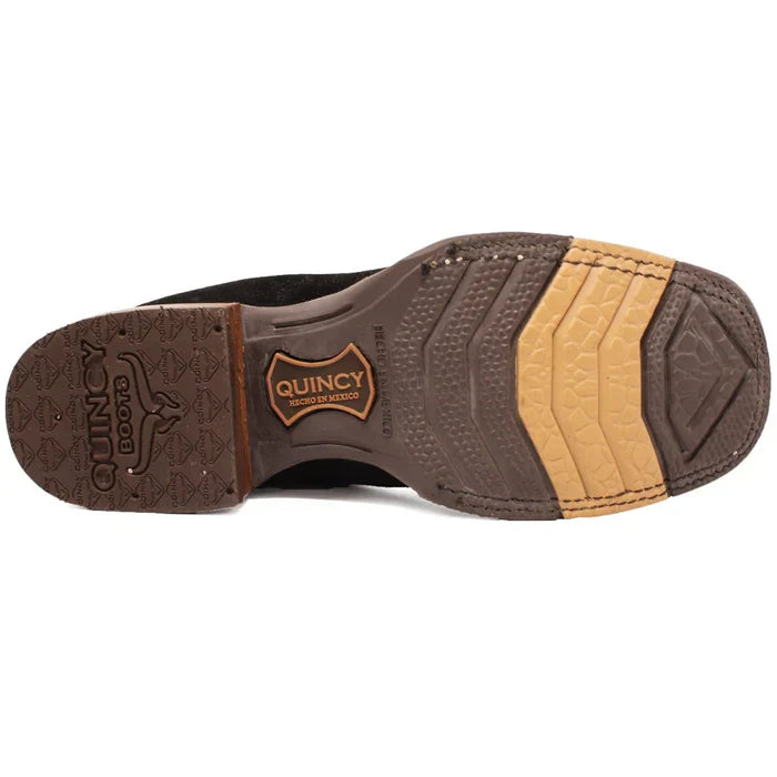 Botines Charros Quincy de Gamuza Punta Cuadrada y Suela de Hule Negro 2   - from alligatorwarehouse.com