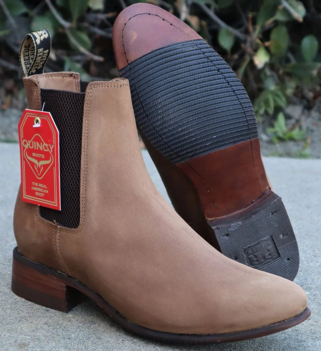 Botines Chelsea de Gamuza Punta Redonda y Suela de Hule Color Miel 2   - from alligatorwarehouse.com