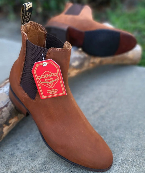 Botines Chelsea de Gamuza Punta Redonda y Suela de Hule Color Shedron 2   - from alligatorwarehouse.com