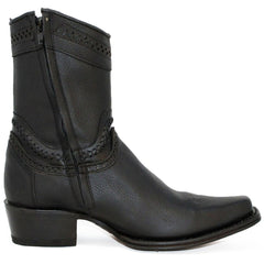 Botines de Cuero Original Punta Europea Color Negro LAB-76B2705