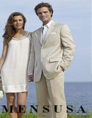 Linen Suit - Mens Summer Suits in Light Tan - Beach Wedding