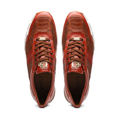 Marco Di Milano Brescia Python & Calfskin Sneakers Cognac
