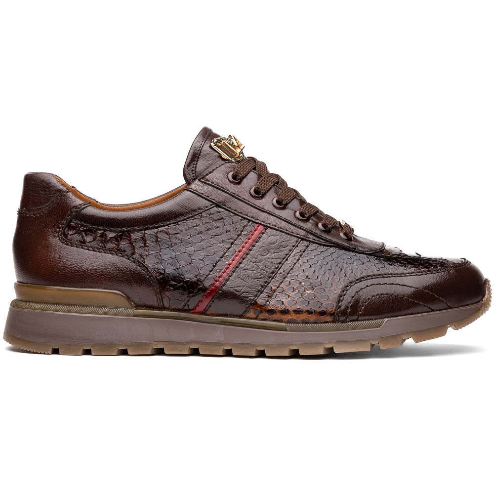 Marco Di Milano Brescia Brown Python & Calfskin Sneakers 1 BRESCIA_PYTHON_BROWN_8  - from alligatorwarehouse.com