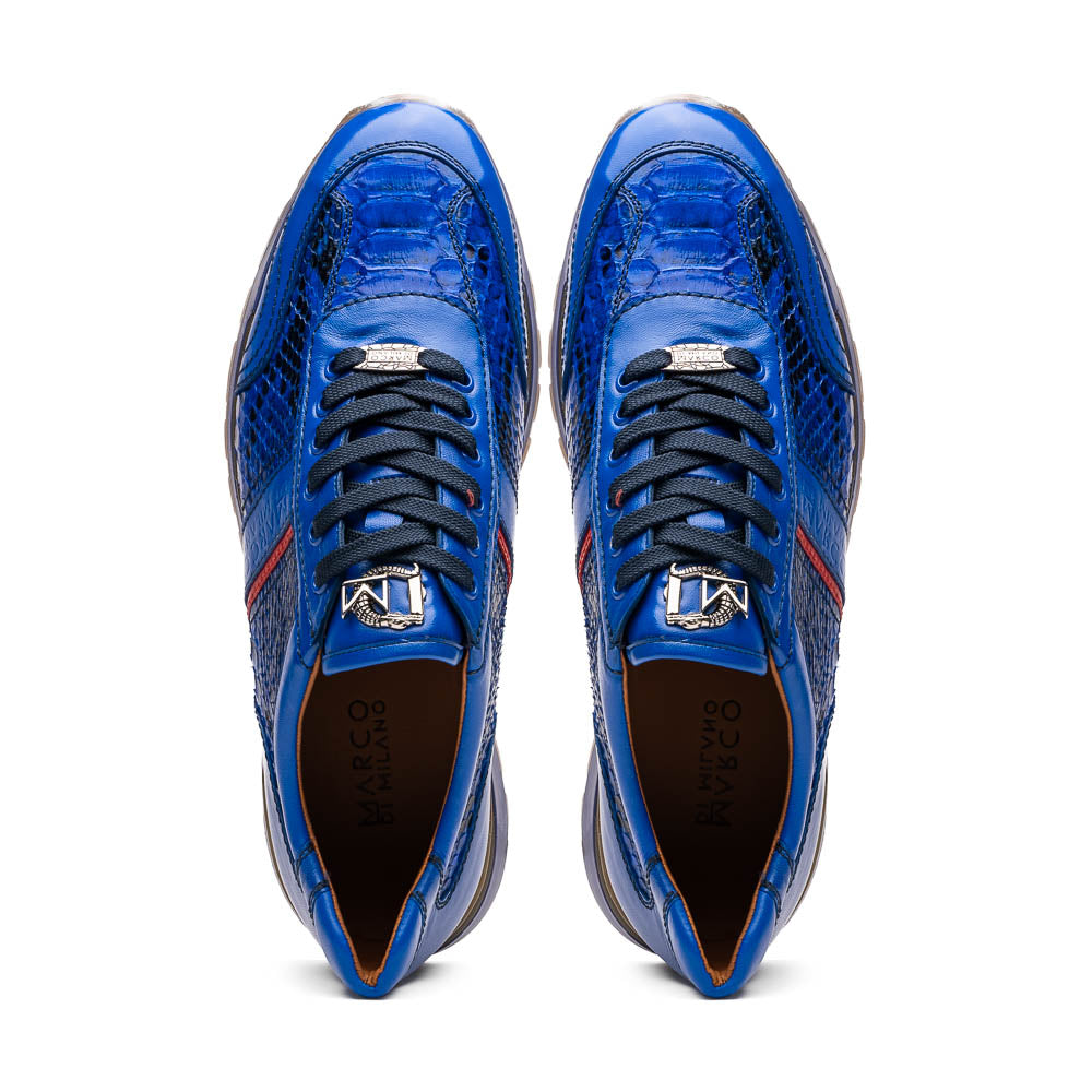 Marco Di Milano Brescia Electric Blue Python & Calfskin Sneakers 5 BRESCIA_PYTHON_ELECTRIC BLUE_10  - from alligatorwarehouse.com