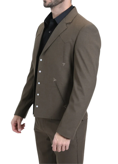 Men’s Brown Western Suit Set – Classic 2 Piece Formal Suit for Weddings and Business