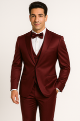 Elite Burgundy Satin Suit – Wedding - Prom