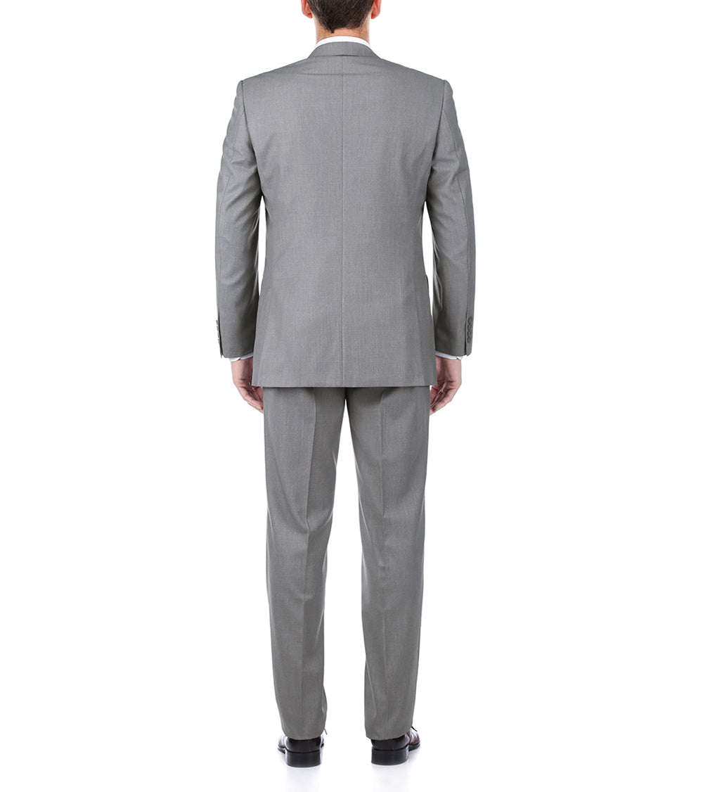 Bevagna Collection - Light Gray 100% Virgin Wool Regular Fit Pick Stitched 2 Piece Suit 3 SO6508-5-Classic  - from alligatorwarehouse.com