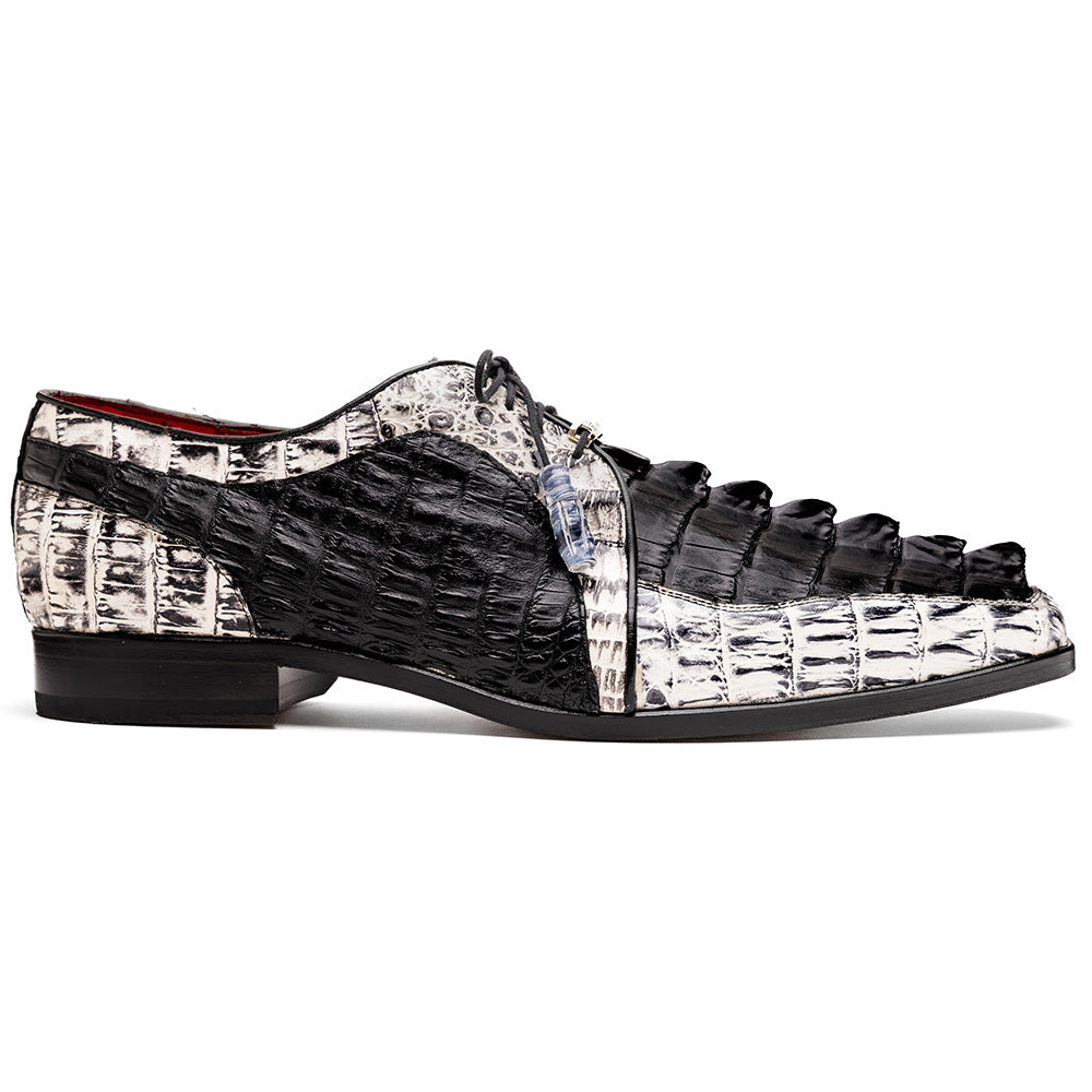 Marco Di Milano Caribe Newspaper-Black Caiman Crocodile Derby 1 CARIBE_CAIMAN FUSCUS_NEWSPAPER-BLACK_8.5  - from alligatorwarehouse.com