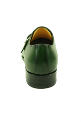 Mens Carrucci Classic Leather Fade Single D-Buckle Monk Strap Dress Shoe in Chestnut