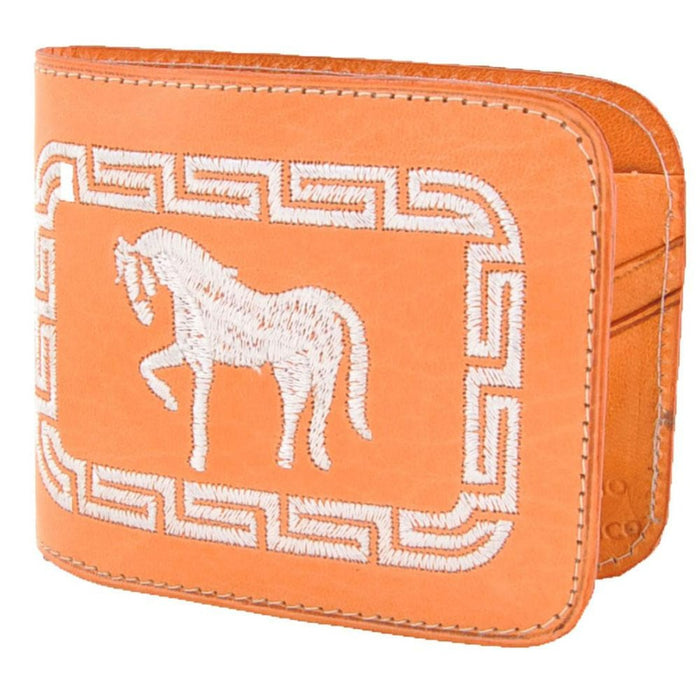 Cartera Cuero Bordada