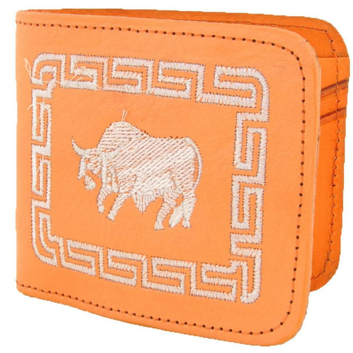 Cartera Cuero Bordada