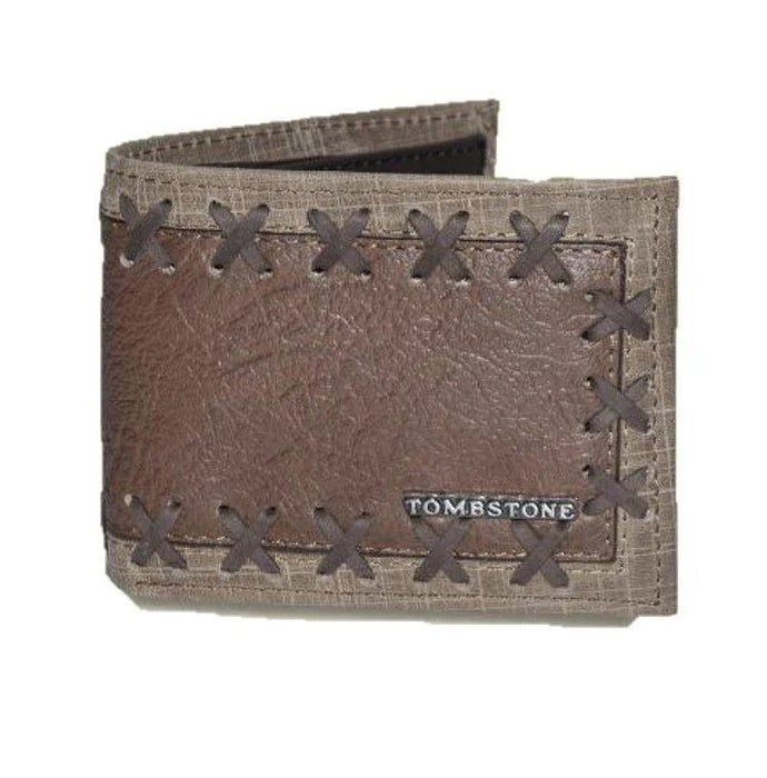 Cartera de Cuero Original Bordada Tombstone Color Arena