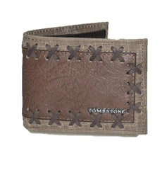 Cartera de Cuero Original Bordada Tombstone Color Arena