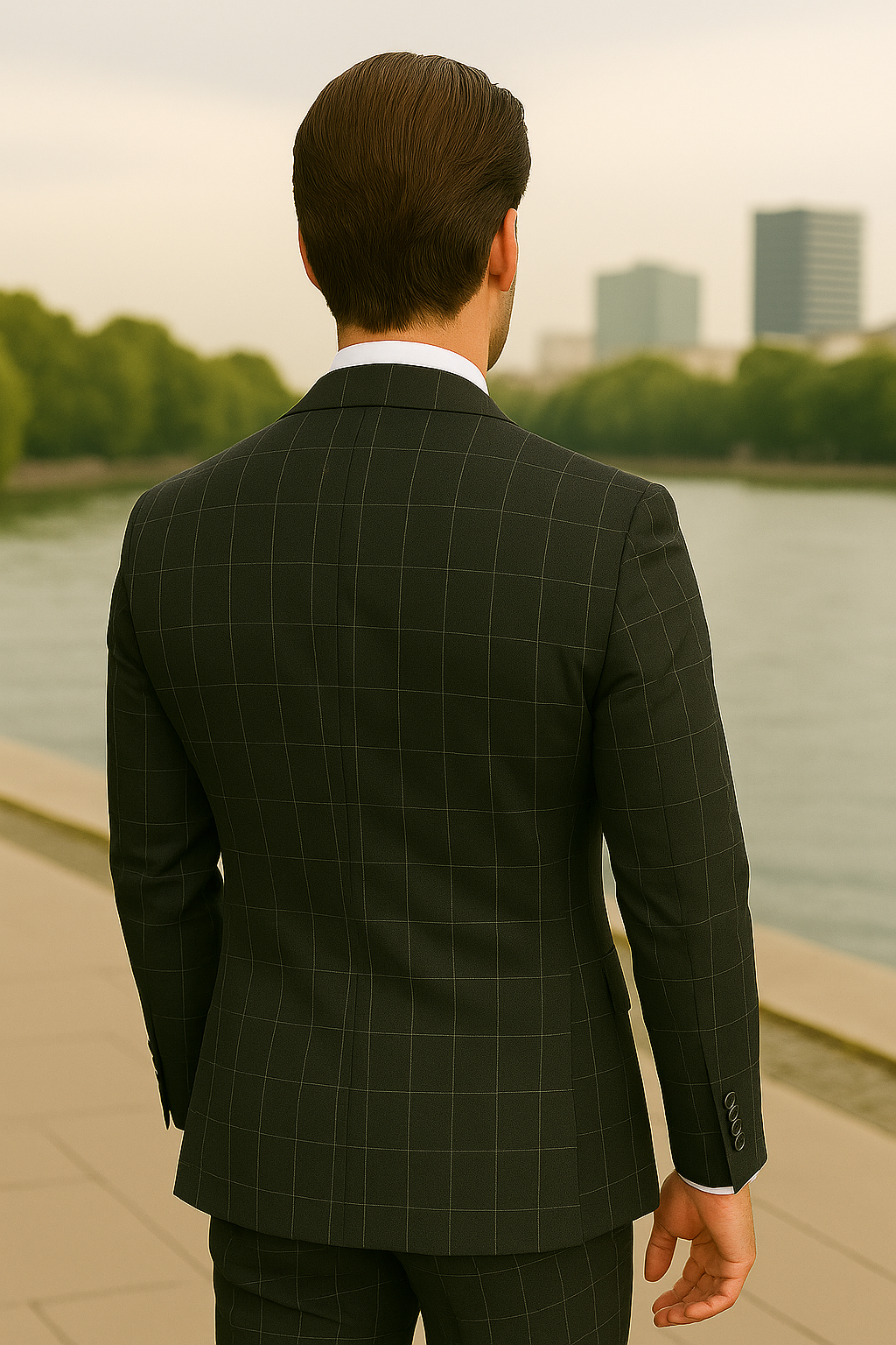 Wool Suit - Italian Made Business Suit by Statement Men's 3 Piece 100% Wool Modern Fit Suit - Fashion Pattern 5 ANGEL-3_Charcoal_38R  - from alligatorwarehouse.com