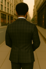 Wool Suit - Italian Made Business Suit by Statement Men's 2 Piece Big and Tall 100% Wool Fashion Suit - Bold Plaid