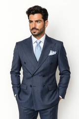 Navy with White Pinstripe Color by Rossiman
