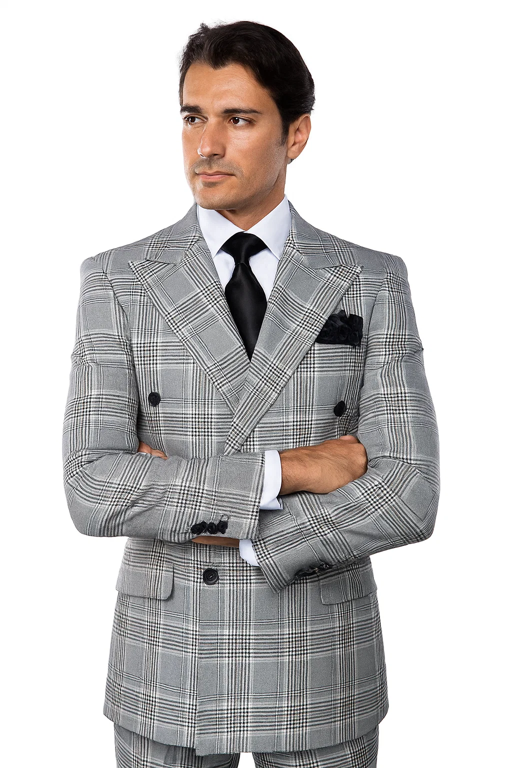 Classic Fit in Black and White Plaid Color by Rossiman Classic Fit in Black and White Plaid Color by Rossiman